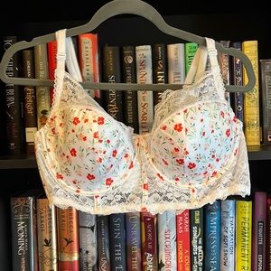 Adore Me White and Red Bra and Panty Set